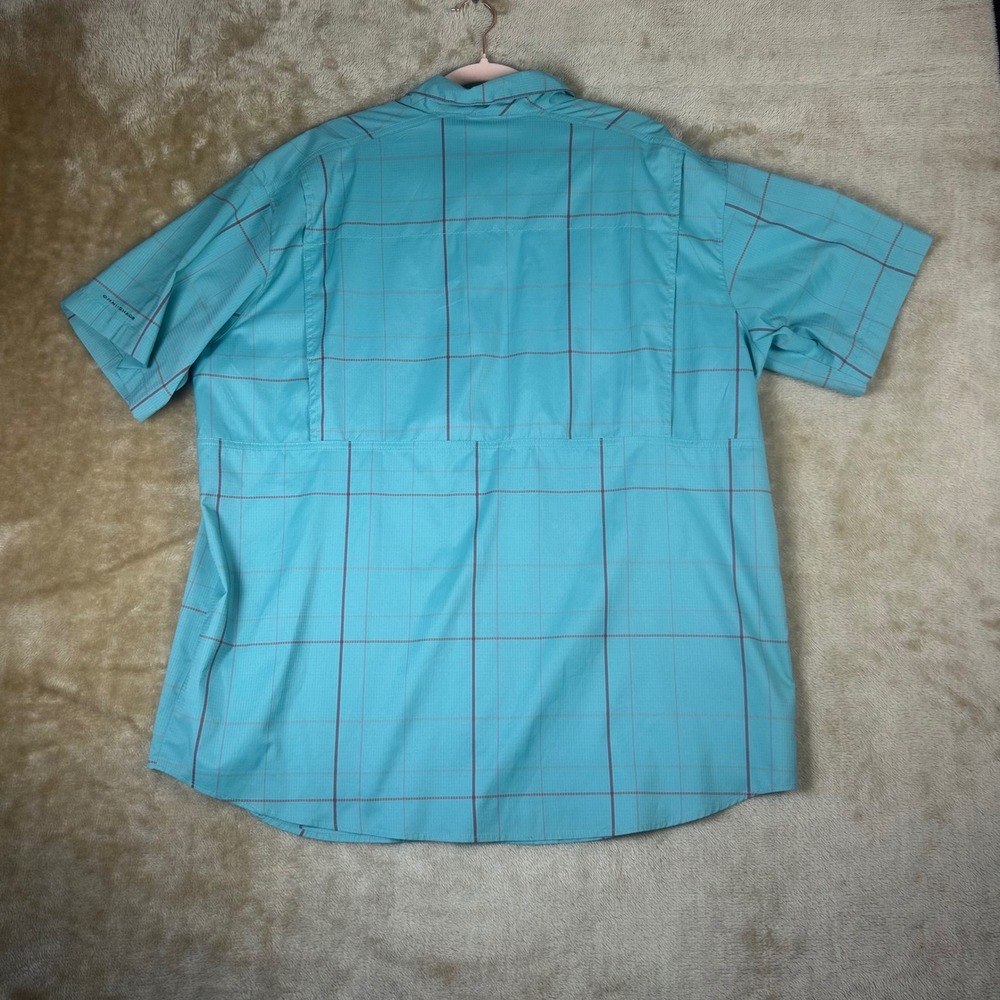 Columbia Silver Ridge Lite Mens XXL Teal Plaid Short Sleeve Hiking Shirt AM1160 - Picture 6 of 8